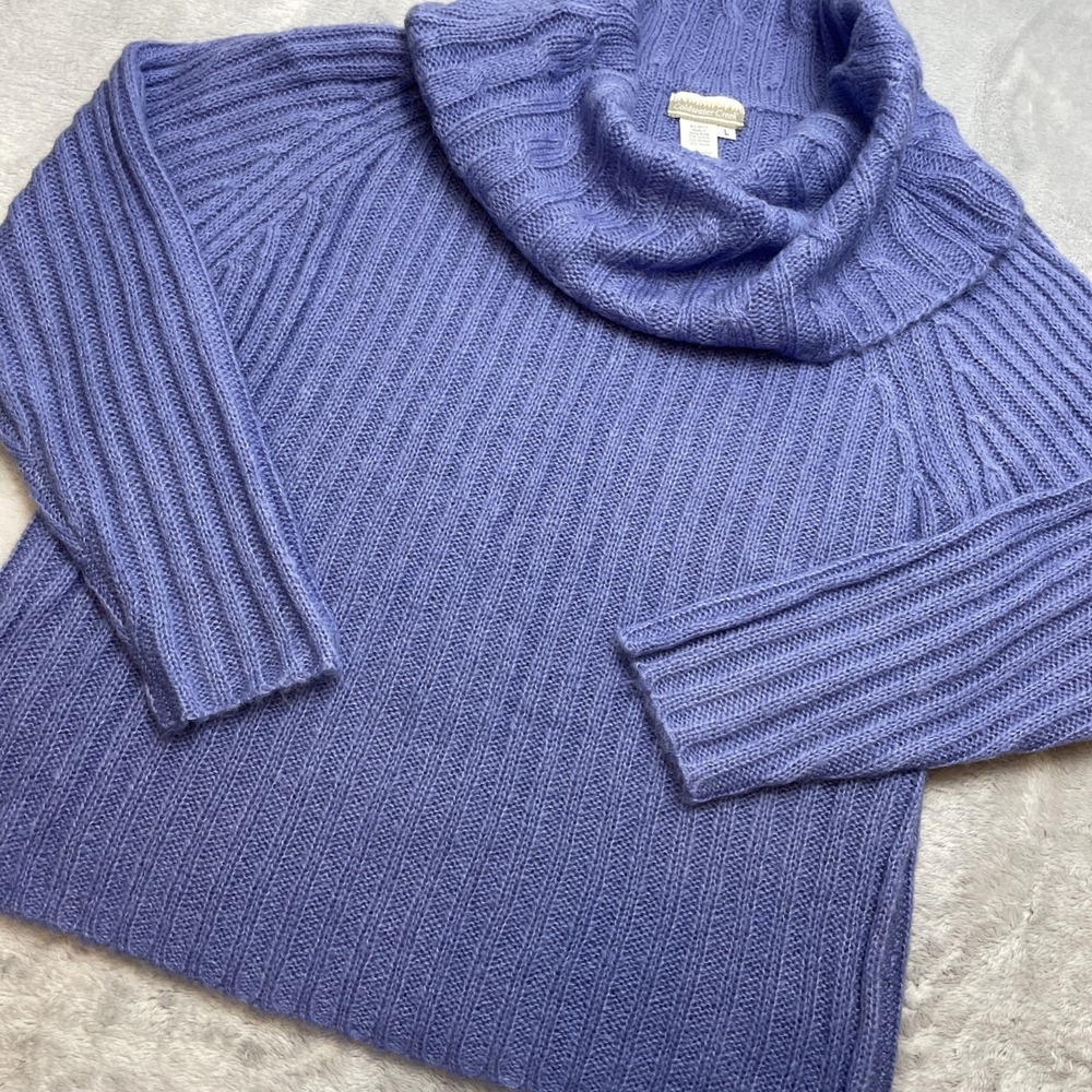 Vintage Coldwater Creek Womens Cowl Neck Sweater Size L Lavender Mohair Blend